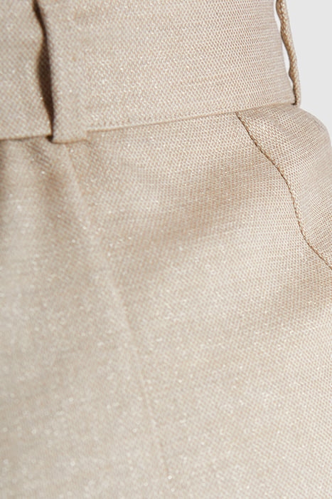 IRIDESCENT BEIGE LINEN-BLEND SUIT SKIRT 8