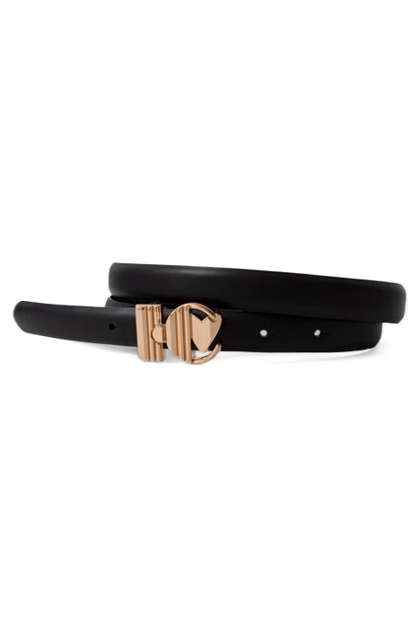 BLACK LEATHER BELT WITH MONOGRAM BUCKLE 4