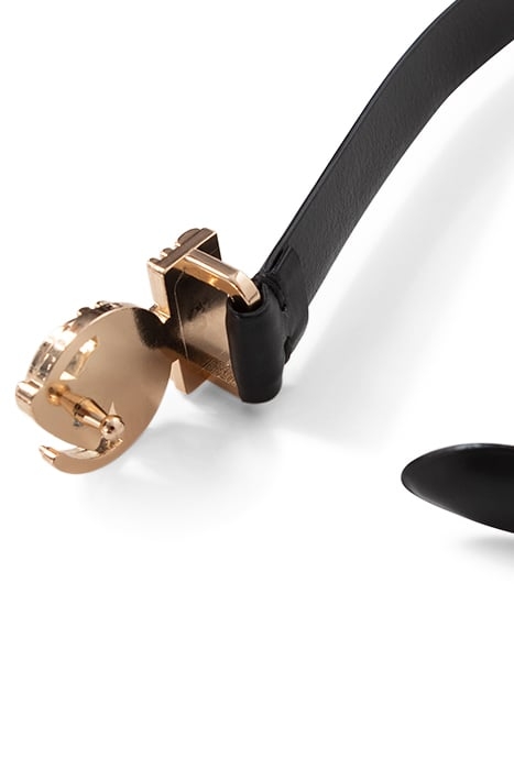 BLACK LEATHER BELT WITH MONOGRAM BUCKLE 7