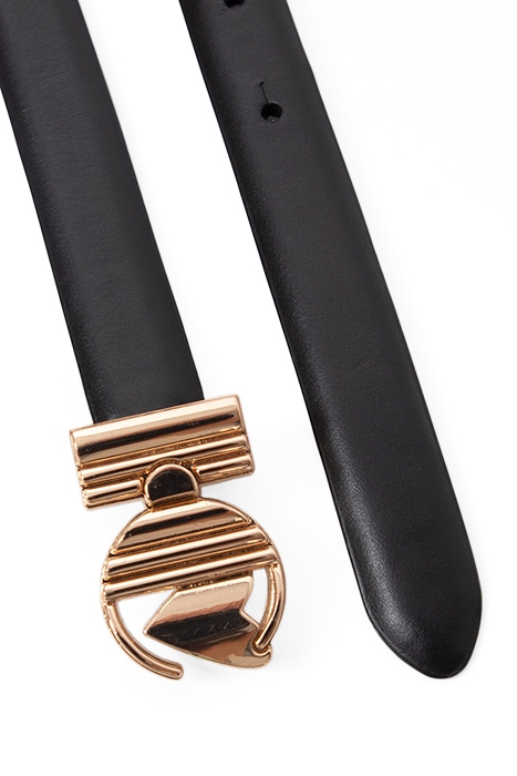 BLACK LEATHER BELT WITH MONOGRAM BUCKLE 6