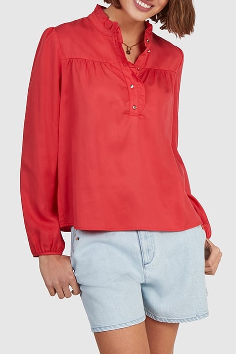 CORAL BLOUSE WITH RUFFLED COLLAR 4