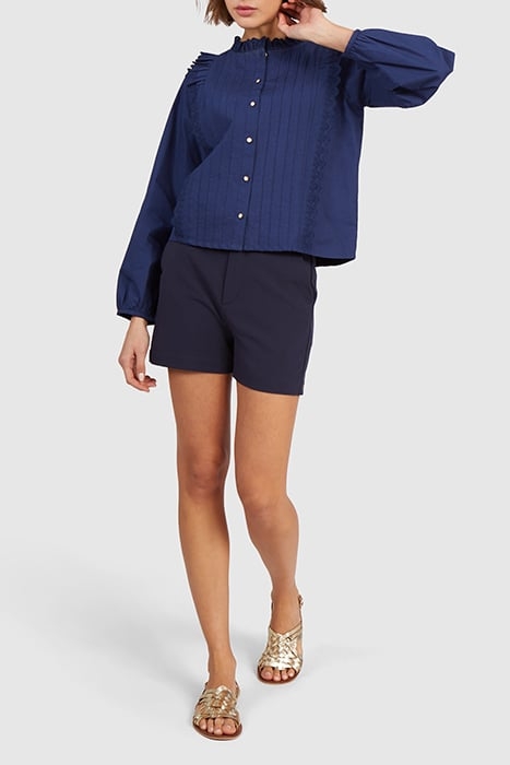 INDIGO BLOUSE WITH STITCHED PLEATS AND EMBROIDERY 3