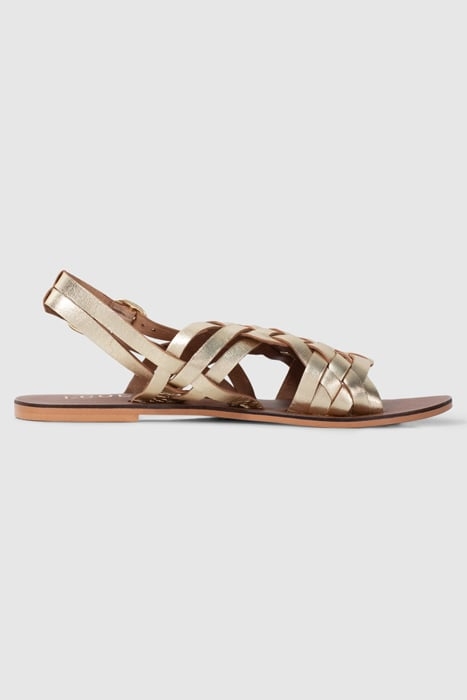 GOLD LEATHER FLAT SANDALS 4
