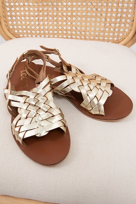 GOLD LEATHER FLAT SANDALS 7