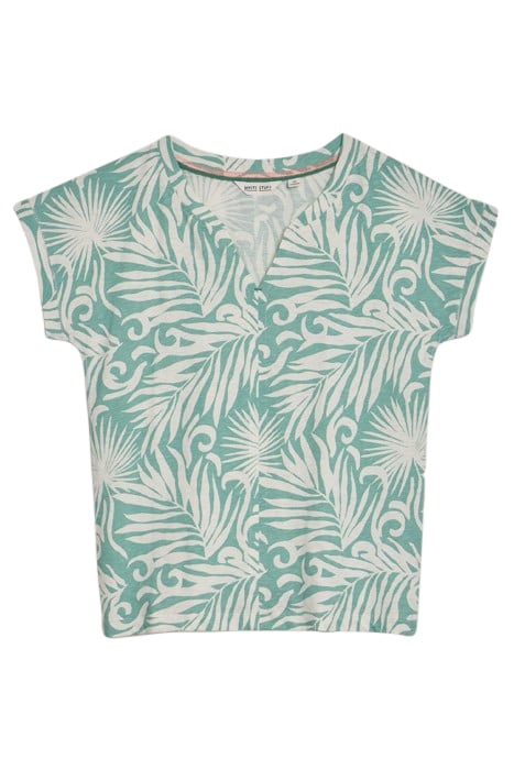 NELLY NOTCH NECK TEE TEAL PRINT 3