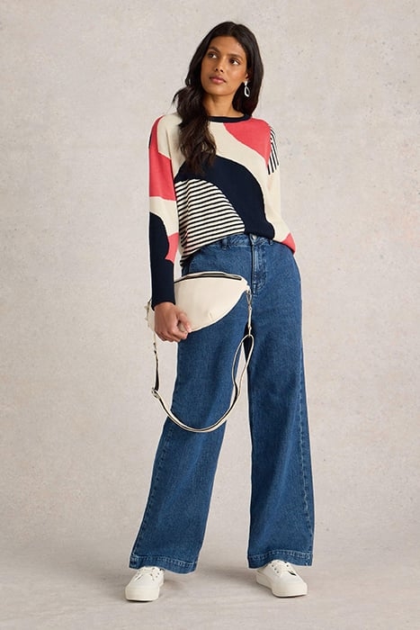 OLIVE ABSTRACT JUMPER NAVY MULTI 1