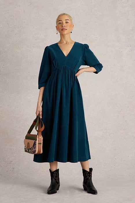 LUCY CORD DRESS DARK TEAL 1