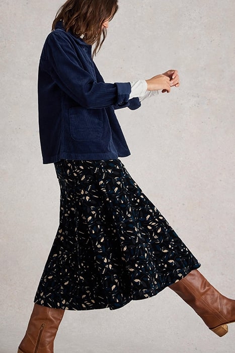 QUINN ORGANIC CORD SKIRT BLACK PRINT 4