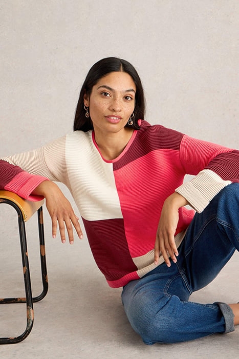 JANA COLOURBLOCK JUMPER PLUM MULTI 3