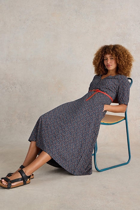 MEGAN JERSEY MIDI DRESS NAVY PRINT 4