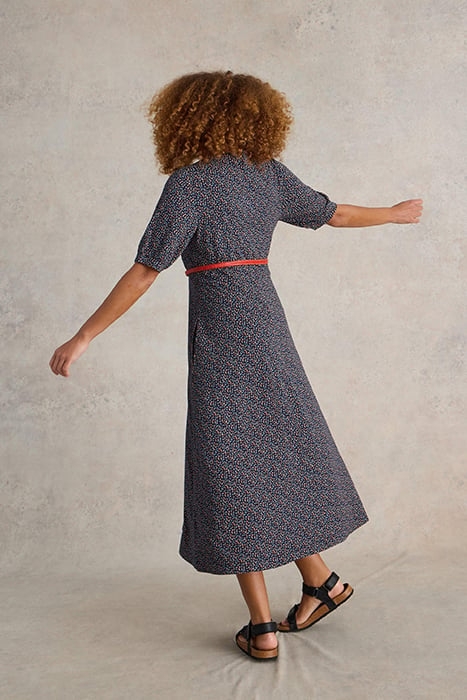 MEGAN JERSEY MIDI DRESS NAVY PRINT 2