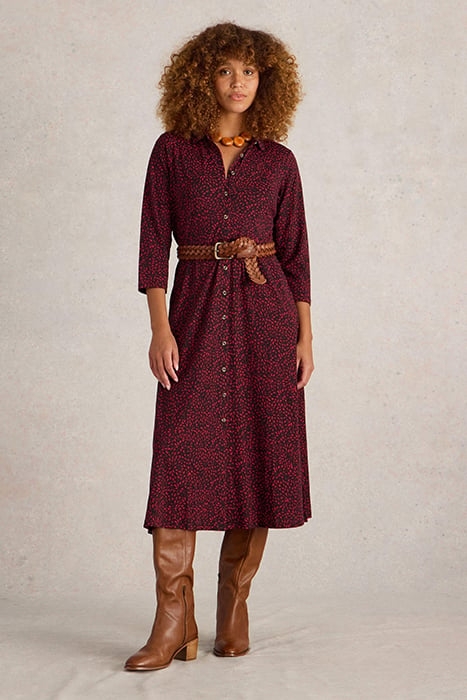 RUA JERSEY SHIRT DRESS PINK PRINT 1