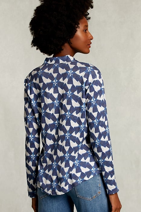 WHITE/BLUE LINEN T-SHIRT WITH BUTTONS BLUE 2