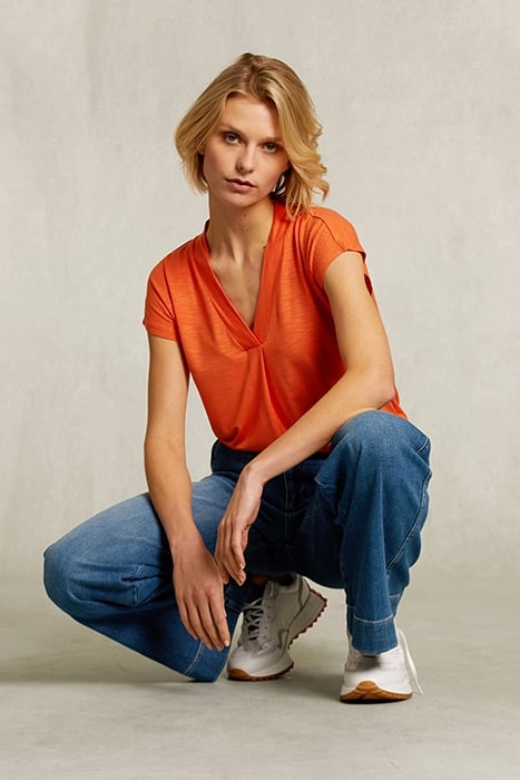 ORANGE V-NECK T-SHRIRT SHORT SLEEVES ORANGE 3