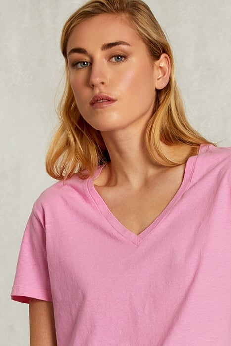 PINK BASIC V-NECK T-SHIRT PINK 4