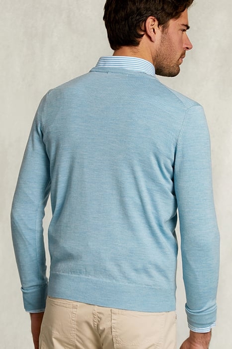 CUSTOM FIT MERINO CREW NECK PULLOVER SISAL MIX BLUE 2