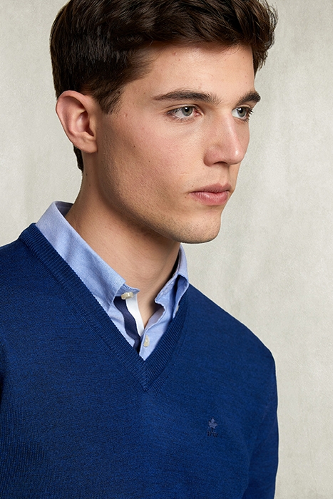 BASIC MERINO V-NECK PULLOVER DARK EXOTIC BLUE 3