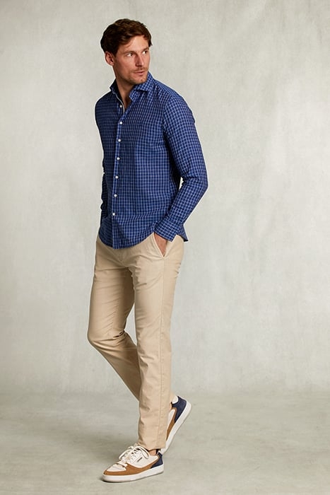 SLIM FIT CHECKED LINEN SHIRT BLUE/WHITE BLUE 3