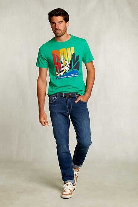 NORMAL FIT BASIC T-SHIRT IN PAPAYA GREEN 3