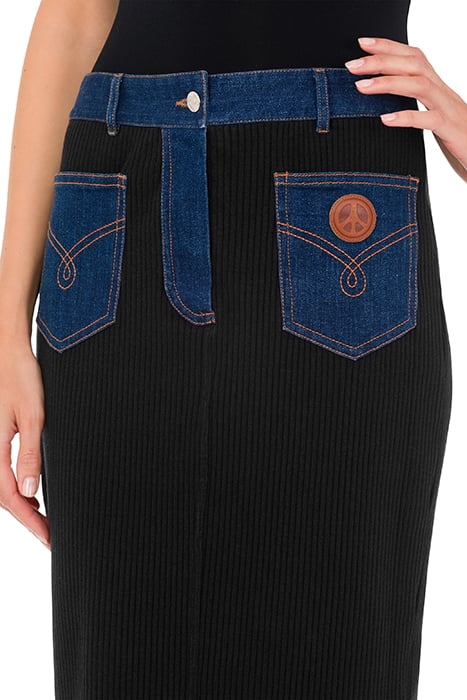 DENIM DETAILS RECYCLED COTTON SKIRT BLACK 4