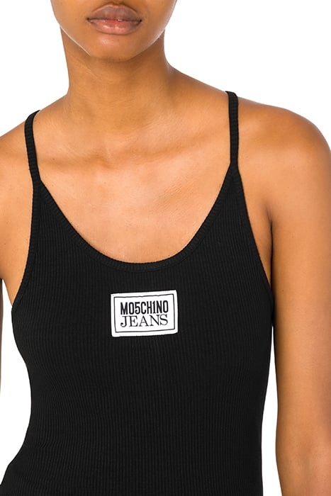 LOGO PATCH RIBBED COTTON TANK TOP BLACK 4
