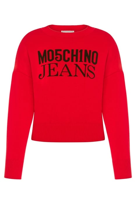 JACQUARD LOGO COTTON SWEATER RED 3