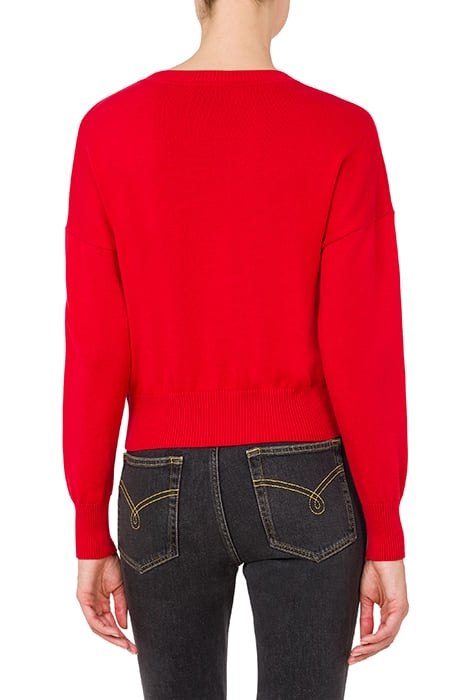 JACQUARD LOGO COTTON SWEATER RED 2