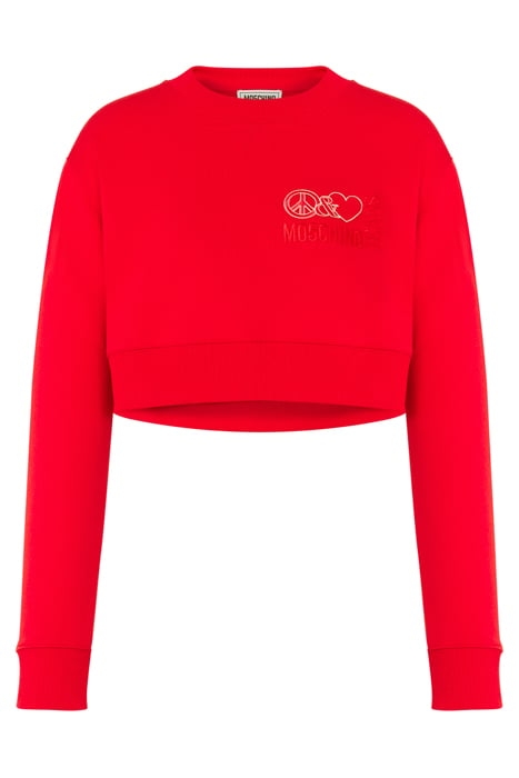 PEACE & LOVE LOGO CROPPED SWEATSHIRT RED 3