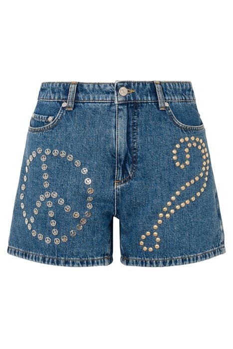 STUDDED SYMBOLS DENIM SHORTS BLUE 3