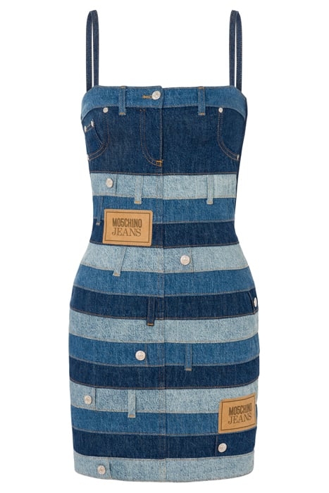 PATCHWORK DENIM DRESS BLUE 3