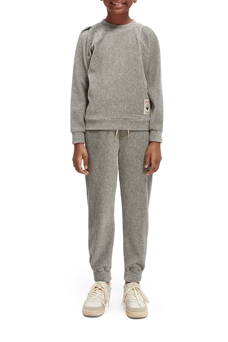 GIRLS CORDUROY TAPERED SWEATPANTS GREY MELANGE 3