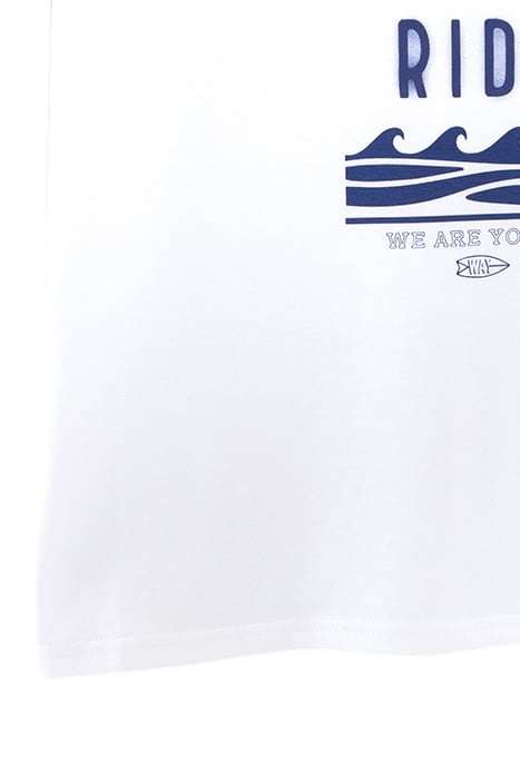 BOYS' WHITE T-SHIRT WITH RUBBER SLOGAN AND WAVES 6