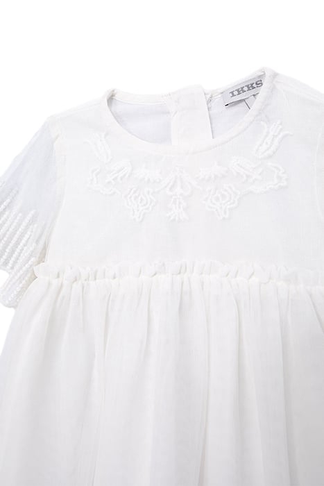 BABY GIRLS’ ECRU OCCASIONWEAR DRESS WITH EMBROIDERED TULLE 3