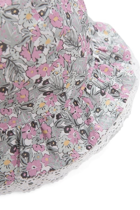 BABY GIRLS’ KHAKI HAT WITH LITTLE FLOWER PRINT 4