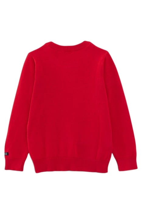 BOYS' RED KNIT STRIPED SWEATER 2