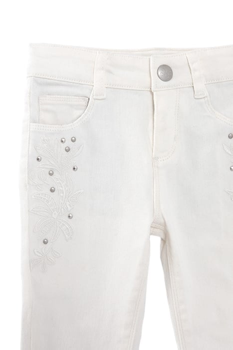 GIRLS' ECRU SKINNY JEANS WITH EMBROIDERY AND STUDS 3