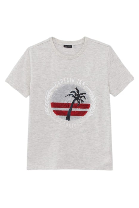 BOYS’ MARL T-SHIRT, PALM TREE/ANCHOR REVERSIBLE SEQUINS 1