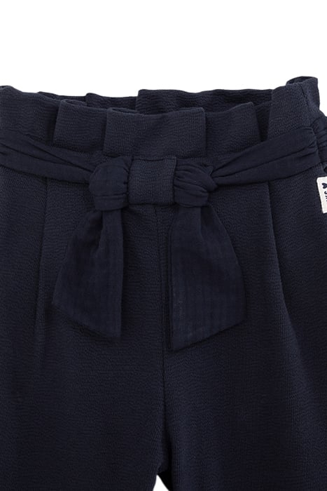 GIRLS' NAVY ORGANIC COTTON KNIT TROUSERS WITH BELT TO TIE 3