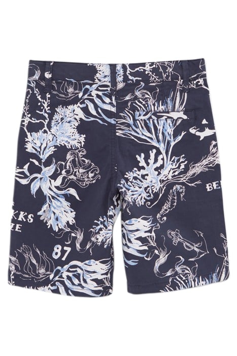 BOYS’ NAVY BERMUDA SHORTS WITH CORAL AND ANCHOR PRINT 2