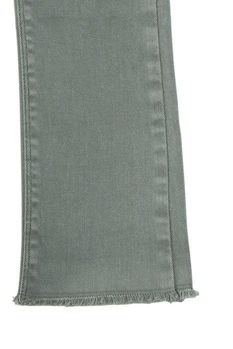 GIRLS' KHAKI 7/8 FLARED JEANS WITH FRINGED CUFFS 6