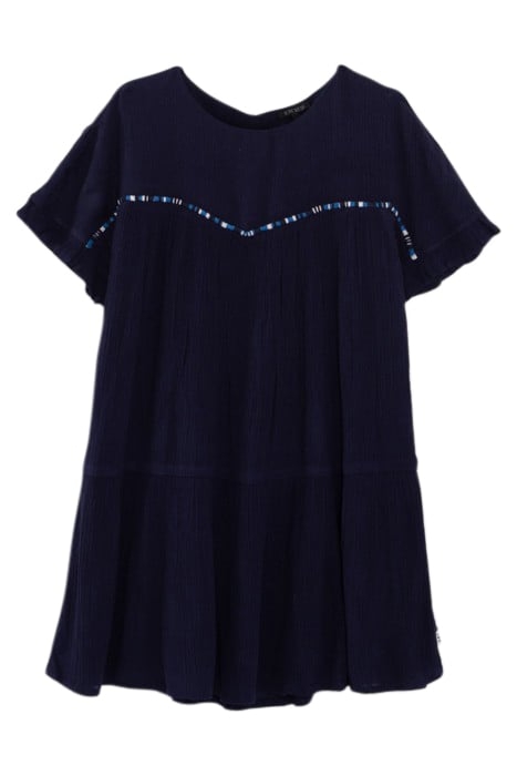 GIRL’S NAVY CREPE ATEBA BRACELET-STYLE EMBROIDERY DRESS 1
