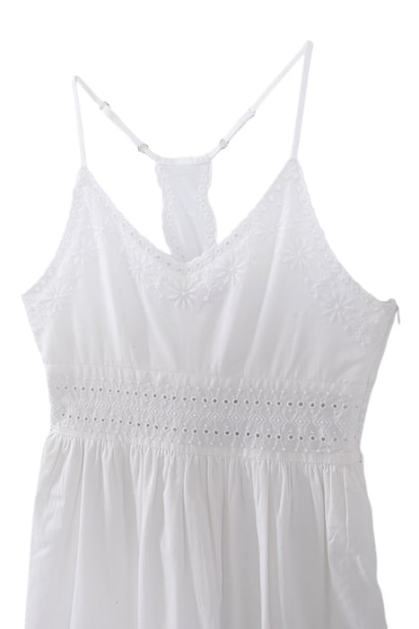 GIRLS’ WHITE LONG DRESS WITH EYELET EMBROIDERY DETAILS 3