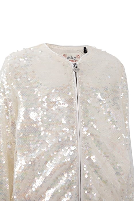 GIRLS’ ECRU BOMBER JACKET, IRIDESCENT SEQUIN EMBROIDERY 3
