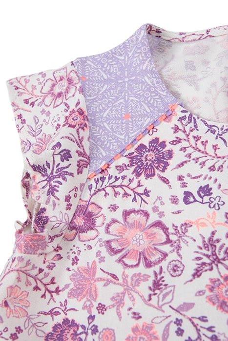 GIRLS’ OFF-WHITE LONG DRESS WITH VIOLET FLOWER PRINT 3