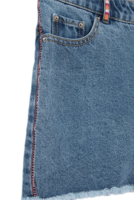 GIRLS’ BLUE WATERLESS DENIM SHORTS, EMBROIDERED DETAIL 6
