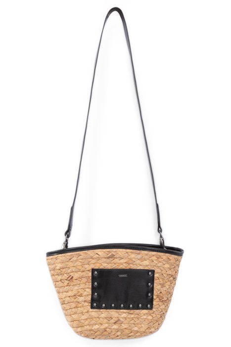 GIRLS’ BEIGE AND BLACK STRAW-MIX BASKET BAG 1