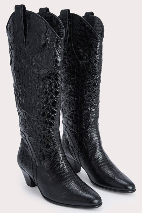 MELVIN BLACK CROCO LIZARD LEATHER BLACK 3