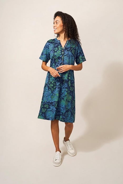 TAMMY COTTON JERSEY DRESS NAVY MULTI 1