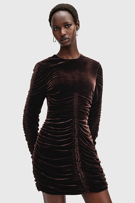 ERIS VELVET DRESS RICH BROWN 1