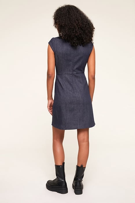 SHORT DENIM DRESS WITH BUTTON FEATURE BLUE 2